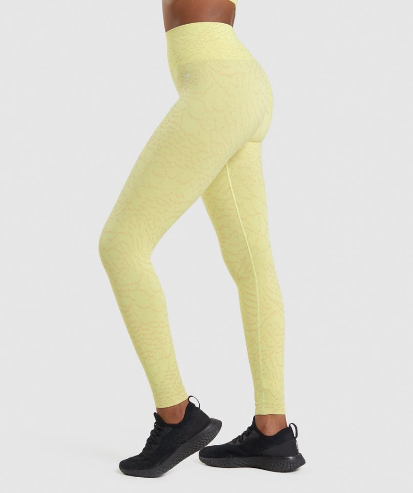 Women's Gymshark Adapt Animal Seamless Leggings Yellow | NZ 0AOZME